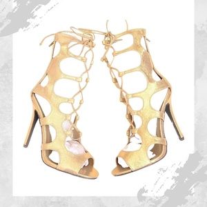 #247 Super Sexy Cutee Gold Gladiator Heels